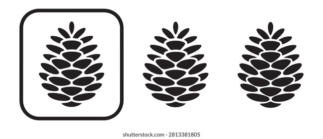 Symmetrical forest pinecone graphic featuring pointed scales and rounded square frame for modern logo application.