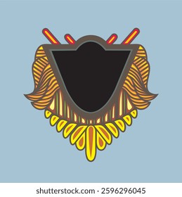 Symmetrical Frame With Decorative Shield Elements. Can be used for social media design, web and applications, logos, game design, business cards, digital illustrations.
