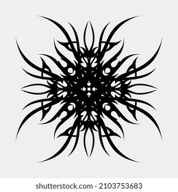 Symmetrical and frightening tribal tattoo motif vector illustration for a muscular man