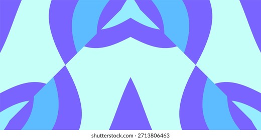 A symmetrical, geometric abstract background featuring curved arches and sharp angles in a cool palette of light blue and violet.