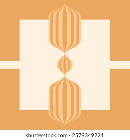 Symmetrical geometric composition featuring abstract shapes in orange and cream colors, creating an artistic visual impression. Perfect for backgrounds, digital design projects, or decorative purposes