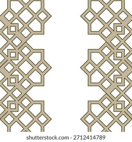 Symmetrisches geometrisches Gittermuster in Beige und Schwarz für dekoratives und textiles Design