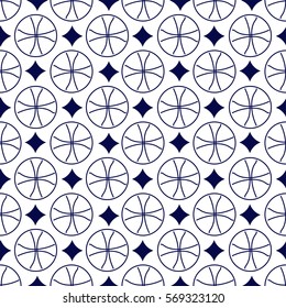 Symmetrical geometric monochromatic seamless pattern