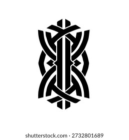 Diseño de logotipo de monograma geométrico simétrico, emblema de arte de línea de enclavamiento Abstractas, Ilustración vectorial de escudo heráldico moderno negro