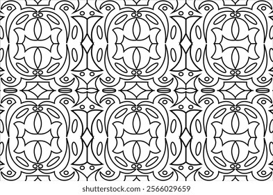 Symmetrical geometric pattern consisting of curved elements, ovals and other abstract shapes. Creating an orderly and harmonious visual effect. This image is suitable for use as a background design.