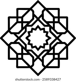 A symmetrical geometric pattern forming a radiant eight-pointed Islamic star.