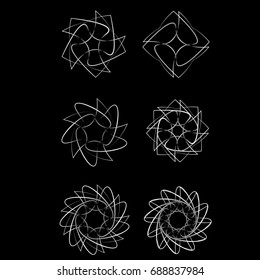 Symmetrical geometric pattern, fractal, pentagram icon vector EPS10