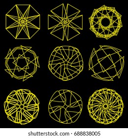 Symmetrical geometric pattern, fractal, pentagram icon vector EPS10