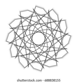 Symmetrical geometric pattern, fractal, pentagram icon vector EPS10