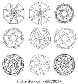 Symmetrical geometric pattern, fractal, pentagram icon vector EPS10
