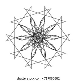 Symmetrical geometric pattern, fractal, pentagram icon