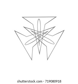Symmetrical geometric pattern, fractal, pentagram icon