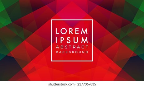 Symmetrical geometric pattern with red neon light. Abstract patch background design template. Dark multicolor gradient.
