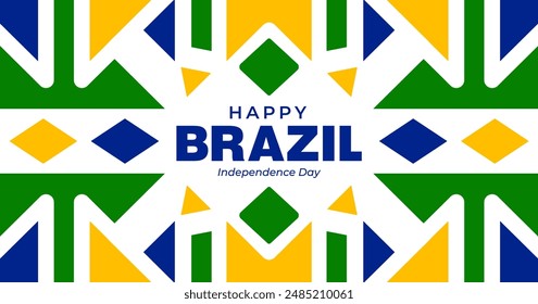 Symmetrical geometric shape background for 7th September, Brazil Independence Day celebration