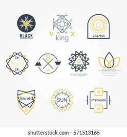 Symmetrical Geometric Vector Badges Logos Set