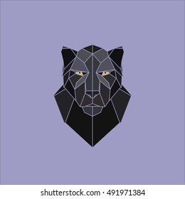 Symmetrical geometric vector illustration black panther. Made in polygonal style.
