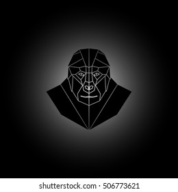 Symmetrical geometric vector illustration black gorilla.