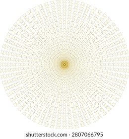 A symmetrical golden circular fractal pattern forming an intricate decorative geometric mandala shape