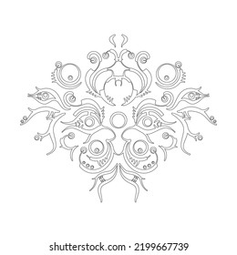 Symmetrical gothic elegant graphic decorative design element isolated on white background. Can be used as a tattoo idea, symbol, logo, emblem, or abstract design element