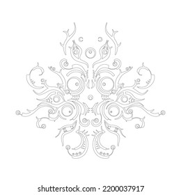 Symmetrical gothic elegant graphic decorative design element isolated on white background. Can be used as a tattoo idea, symbol, logo, emblem, or abstract design element