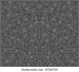 Symmetrical grey floral pattern. EPS8