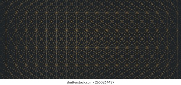 Symmetrical Grid Pattern with Gold Interconnected Lines and Dots on Dark Background — Geometric Abstract Design Featuring Radiating Squares and Diamonds for Luxury and Tech Projects