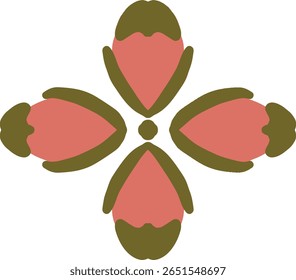 Symmetrical heart-petal pattern, ideal for DIY crafts, stickers, digital scrapbooking, and printables
