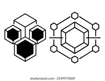 Symmetrical Hexagonal and Cubic Design Illustration

