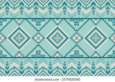 Symmetrical Horizontal Geometric Pattern with Repeating Diamond Shapes and Intricate Ethnic Symbols, Evoking a Sense of Cultural Heritage and Artistic Expression