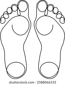 Symmetrical Human Feet Line Art Illustration