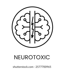 A symmetrical icon in vector, with branching neurons, representing neural networks and neurotoxicity, with an editable stroke