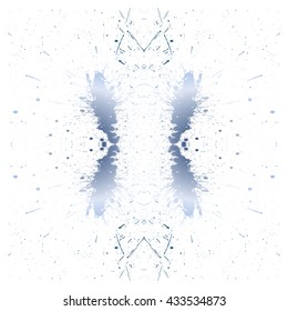 Symmetrical Ink blot. Abstract Rorschach Test. Symmetrical Rorschach blot on a white background on black background.