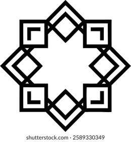 A symmetrical Islamic geometric star design, reflecting spirituality and festivity.