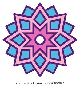 Symmetrical Islamic pattern with mandala-style elements, ideal for social media posts, posters, and greeting cards during Ramadan, Eid, and Islamic New Year.