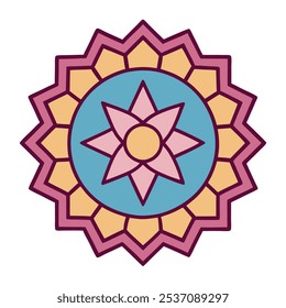 Symmetrical Islamic pattern with mandala-style elements, ideal for social media posts, posters, and greeting cards during Ramadan, Eid, and Islamic New Year.