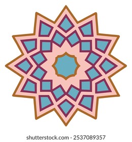 Symmetrical Islamic pattern with mandala-style elements, ideal for social media posts, posters, and greeting cards during Ramadan, Eid, and Islamic New Year.