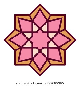 Symmetrisches islamisches Muster mit Elementen im Mandalastil, ideal für Posts, Poster und Grußkarten in sozialen Medien während des Ramadan, des Id und des islamischen Neujahrs.