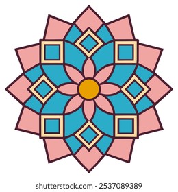 Symmetrical Islamic pattern with mandala-style elements, ideal for social media posts, posters, and greeting cards during Ramadan, Eid, and Islamic New Year.