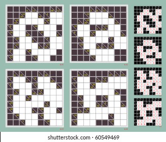 Symmetrical Kakuro vector set. Easy & Medium