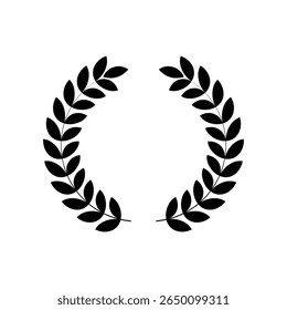Uma coroa de louros simétrica com folhas em um arranjo circular em um elemento de design de fundo transparente PNG