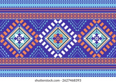 The symmetrical layout and horizontal stripe elements add rhythm and depth, reflecting a modern ethnic aesthetic. Perfect for fabric prints, wallpapers, digital backgrounds, and creative graphic.