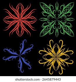 Symmetrical leaf mandala pattern like roots or vines