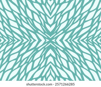 symmetrical leaf pattern turquoise color background template poster vector layout fabric textilr print art editable