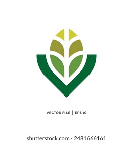 Symmetrical letter V and leaf logo