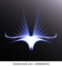 Symmetrical light lines. Abstract glowing ornament. Angelology Phoenix Wings Religion. Vector