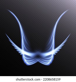 Symmetrical light lines. Abstract glowing ornament. Angelology Phoenix Wings Religion. Vector