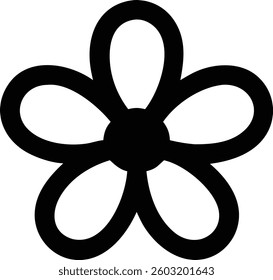 Symmetrical Lily Flower Outline Icon Minimalist Floral Vector Illustration for Design and Branding