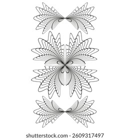 Symmetrical line structure. Star shaped figure. Decorative abstract shape. Vector pattern element.