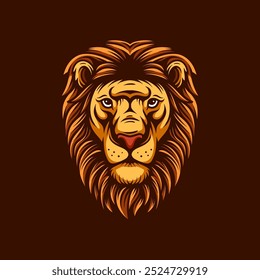 symmetrical lion angry face line art style sketch classic vintage design illustration