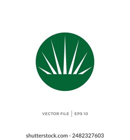 Symmetrical logo design of grass inside a circle